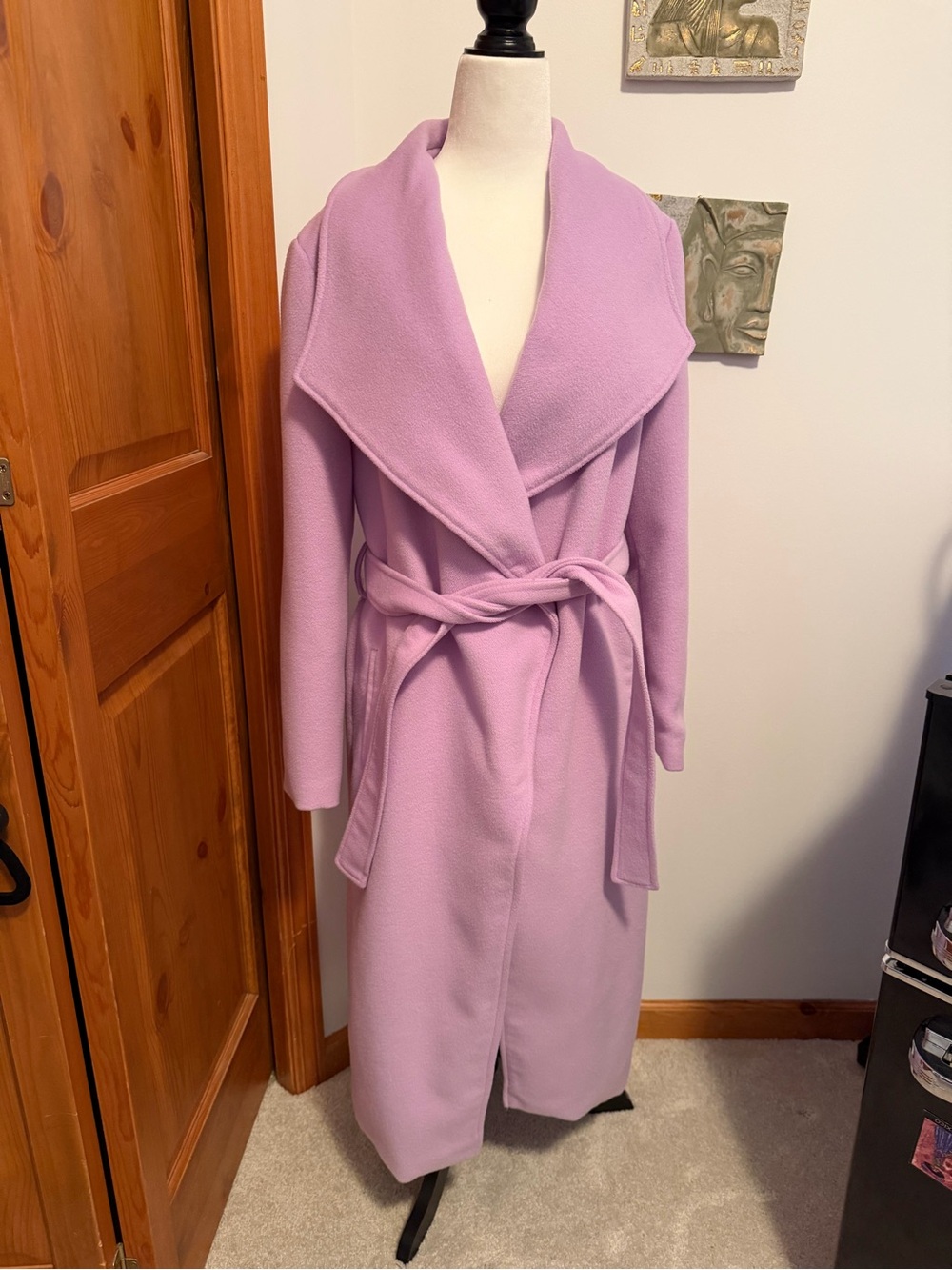 Women's Long Shawl Collar Wrap Coat - Lavender
